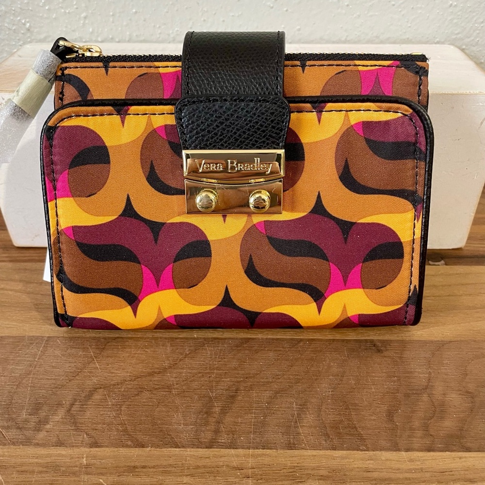 Vera Bradley NWT Pushlock Wallet Modern Lights Zip Around Card Holder Organizer